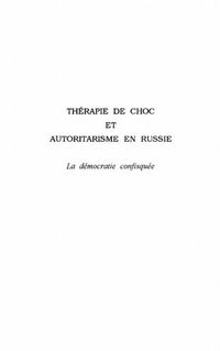 Produktbild: Therapie De Choc Et Autoritarisme En Russie