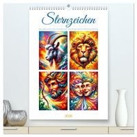 Produktbild: Sternzeichen - Ein Jahr unter den Sternen mit von KI gemalten Tierkreiszeichen (hochwertiger Premium Wandkalender 2026 DIN A2 hoch), Kunstdruck in Hochglanz