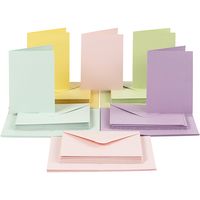 Produktbild: Creativ Company - Karten & Kuverts, Kartengr&ouml;&szlig;e 10,5x15 cm, Umschlaggr&ouml;&szlig;e 11,5x16,5 cm, 110+220 g, Pastellfarben, 25 Sets