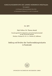 Produktbild: Stellung und Struktur der Textilveredelungsindustrie in Frankreich