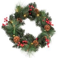 Produktbild: Idena Weihnachtskranz 15 LED 6h Timer &Oslash;50cm batteriebetrieben warmwei&szlig; f&uuml;r Innen