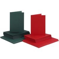 Produktbild: Creativ Company Karten & Kuverts, Kartengr&ouml;&szlig;e 10,5x15 cm, Umschlaggr&ouml;&szlig;e 11,5x16,5 cm, 110+230 g, Gr&uuml;n, Rot, 50 Set