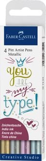 Produktbild: Faber-Castell Tuschestifte Pitt Artist Pens Metallic, 4er Etui