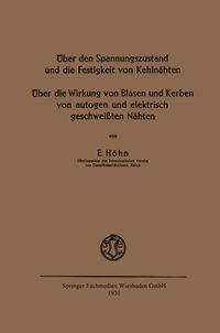 Produktbild: &Uuml;ber den Spannungszustand und die Festigkeit von Kehln&auml;hten