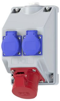 Produktbild: PC Electric 16081552 Steckdosen-Verteiler Grau, Blau, Rot