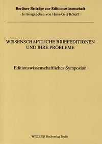 Produktbild: Wissenschaftliche Briefeditionen und ihre Probleme