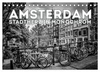 Produktbild: AMSTERDAM Stadtherz in Monochrom (Tischkalender 2026 DIN A5 quer), CALVENDO Monatskalender