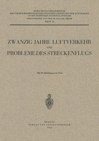 Produktbild: Zwanzig Jahre Luftverkehr und Probleme des Streckenflugs
