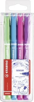 Bild vom Artikel Fineliner mit gefederter Spitze - STABILO SENSOR F - fein - 4er Pack - hellgrün, türkis, pink, lila vom Autor 
