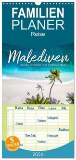 Produktbild: Familienplaner 2026 - Malediven - Wei&szlig;e Str&auml;nde und T&uuml;rkises Meer. mit 5 Spalten (Wandkalender, 21 x 45 cm) CALVENDO