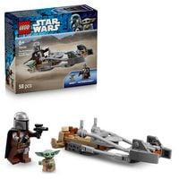 Produktbild: LEGO Star Wars 75436 Der Mandalorianer und Grogu auf ihrem Speeder Bike