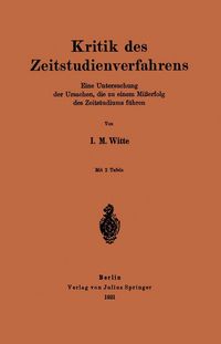 Produktbild: Kritik des Zeitstudienverfahrens