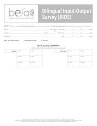 Produktbild: Bilingual Input-Output Survey (Bios)