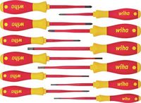 Produktbild: Wiha VDE Schraubendreher-Set 12teilig Schlitz, Kreuzschlitz Pozidriv, Kreuzschlitz Phillips, Plus/Minus, Innen-TORX