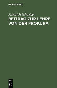 Produktbild: Beitrag zur Lehre von der Prokura