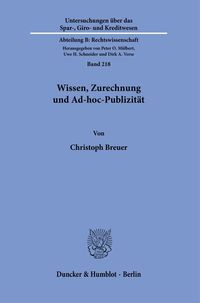 Produktbild: Wissen, Zurechnung und Ad-hoc-Publizit&auml;t.