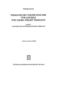 Produktbild: Thematisches Verzeichnis der Vokalwerke von Georg Philipp Telemann
