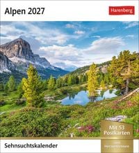 Produktbild: Alpen Sehnsuchtskalender 2027 - Wochenkalender mit 53 Postkarten