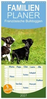 Produktbild: Familienplaner 2027 - Franz&ouml;sische Bulldoggen mit 5 Spalten (Wandkalender, 21 x 45 cm) CALVENDO