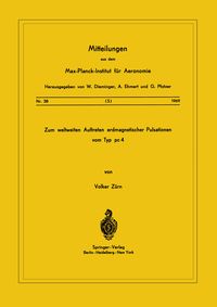 Produktbild: Zum Weltweiten Auftreten Erdmagnetischer Pulsationen vom Typ PC 4