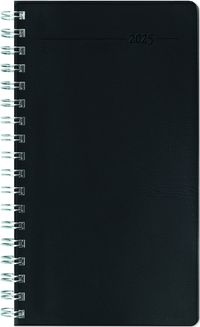 'Slimtimer Ringbuch PVC schwarz 2025 - Taschen-Kalender 9x15,6 cm 