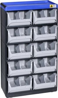 Produktbild: Allit 464630 Kleinteilmagazin VarioPlus Pro 53/20 (B x H x T) 300 x 525 x 165 mm Schwarz, Grau, Blau 1 St.
