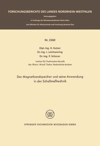 Produktbild: Der Magnetbandspeicher und seine Anwendung in der Schallme&szlig;technik