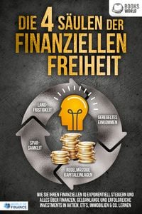 Produktbild: Die 4 S&auml;ulen der finanziellen Freiheit: Wie Sie Ihren finanziellen IQ exponentiell steigern und alles &uuml;ber Finanzen, Geldanlange und erfolgreiche Investments in Aktien, ETFs, Immobilien & Co. lernen