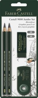 Produktbild: Faber-Castell Zeichenset Castell 9000 Jumbo, 2B 4B, 2er Set mit Radierer und Spitzer