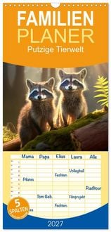 Produktbild: Familienplaner 2027 - Putzige Tierwelt - gemeinsam die Welt entdecken mit 5 Spalten (Wandkalender, 21 x 45 cm) CALVENDO