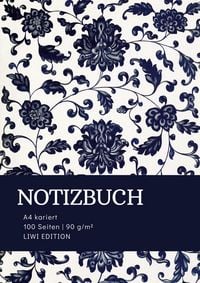 Produktbild: Notizbuch A4 kariert - 100 Seiten Soft Cover floral blau