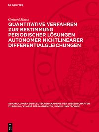 Produktbild: Quantitative Verfahren zur Bestimmung periodischer L&ouml;sungen autonomer nichtlinearer Differentialgleichungen