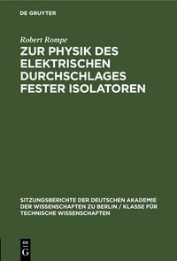 Produktbild: Zur Physik des elektrischen Durchschlages fester Isolatoren
