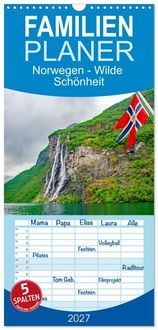 Produktbild: Familienplaner 2027 - Norwegen - Wilde Sch&ouml;nheit mit 5 Spalten (Wandkalender, 21 x 45 cm) CALVENDO