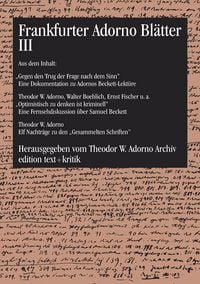 Produktbild: Frankfurter Adorno Bl&auml;tter III
