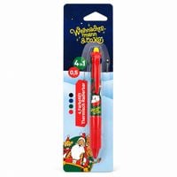 Produktbild: Weihnachtsmann & Co. KG 4-Farben-Stift in rot, gr&uuml;n, blau & schwarz &ndash; Radierbarer Mehrfarbenstift zu Weihnachten