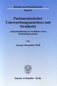 Produktbild: Parlamentarischer Untersuchungsausschuss und Strafjustiz.
