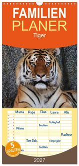 Produktbild: Familienplaner 2027 - Tiger mit 5 Spalten (Wandkalender, 21 x 45 cm) CALVENDO