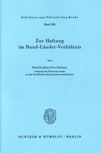 Produktbild: Zur Haftung im Bund-L&auml;nder-Verh&auml;ltnis.