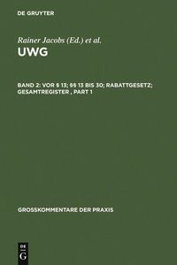 Produktbild: Vor &sect; 13; &sect;&sect; 13 bis 30; Rabattgesetz; Gesamtregister