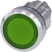 Produktbild: Siemens 3SU10510AB400AA0 3SU1051-0AB40-0AA0 Leuchtdrucktaster Bet&auml;tiger flach, Frontring Metall, Hochglanz Gr&uuml;n 1 St.