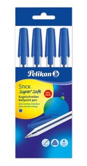 Produktbild: Pelikan Kugelschreiber Stick super soft, blau, 4er Set