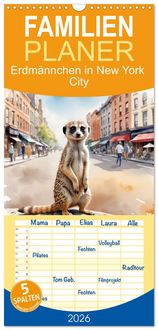 Produktbild: Familienplaner 2026 - Erdm&auml;nnchen in New York City mit 5 Spalten (Wandkalender, 21 x 45 cm) CALVENDO