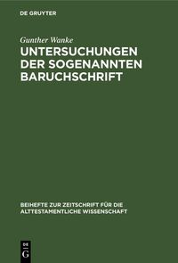 Produktbild: Untersuchungen der sogenannten Baruchschrift