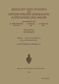 Produktbild: Quellen und Studien ƶur Geschichte der Mathematik Astronomie und Physik