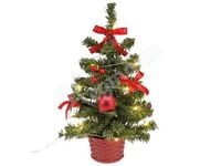 Produktbild: Idena Deko Weihnachtsbaum rot geschm&uuml;ckt 20 LED warmwei&szlig; 25cm USB-Anschluss