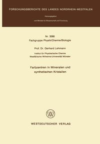 Produktbild: Farbzentren in Mineralen und synthetischen Kristallen