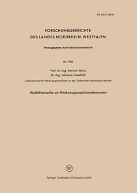 Produktbild: Modellversuche an Werkzeugmaschinenelementen