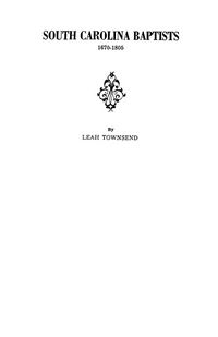 Produktbild: South Carolina Baptists, 1670-1805