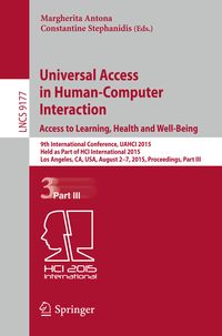 Produktbild: Universal Access in Human-Computer Interaction. Access to Learning, Health and Well-Being